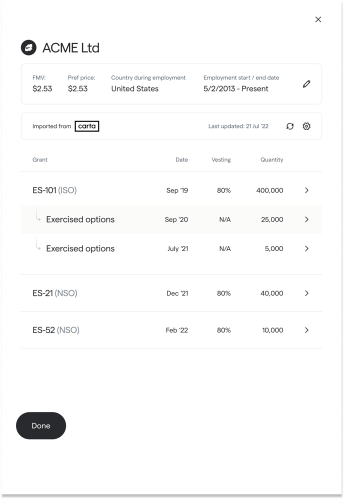 How do I link my Carta account to add my equity?